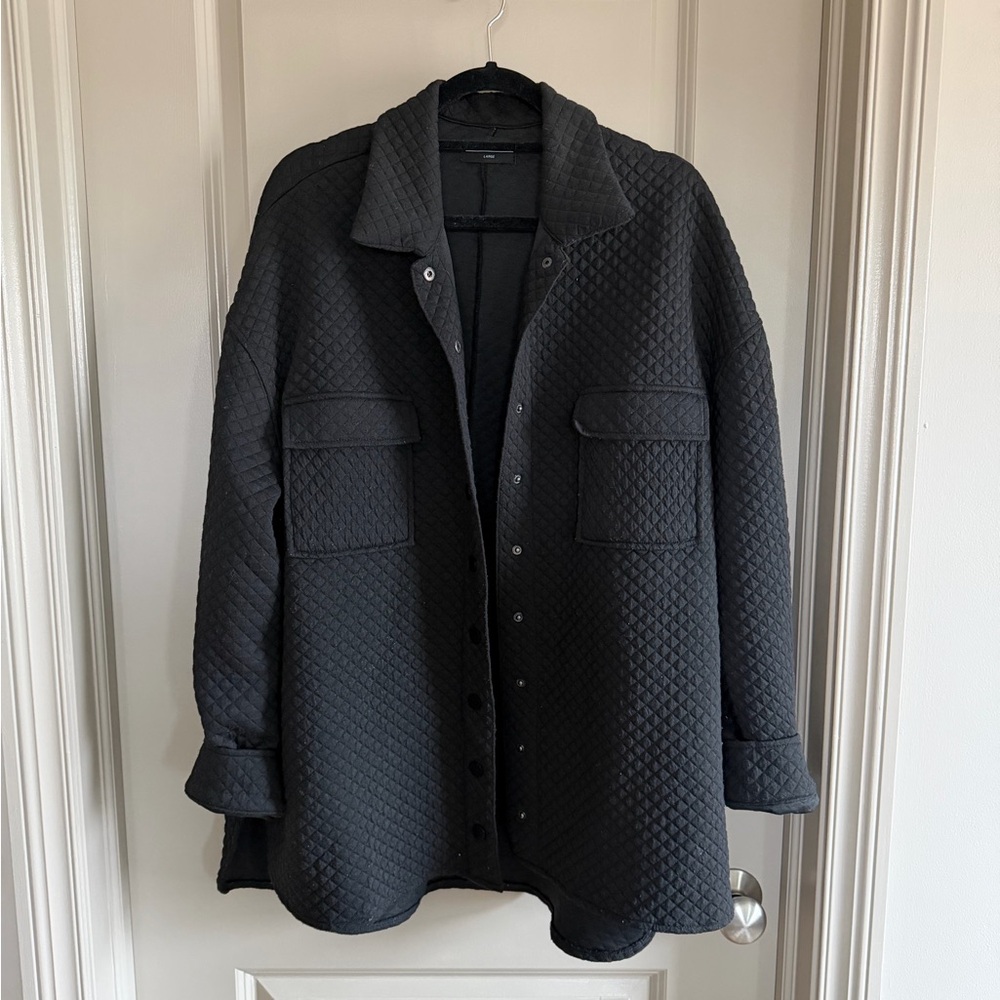 Kittenish Black Quilted Shirt Jacket